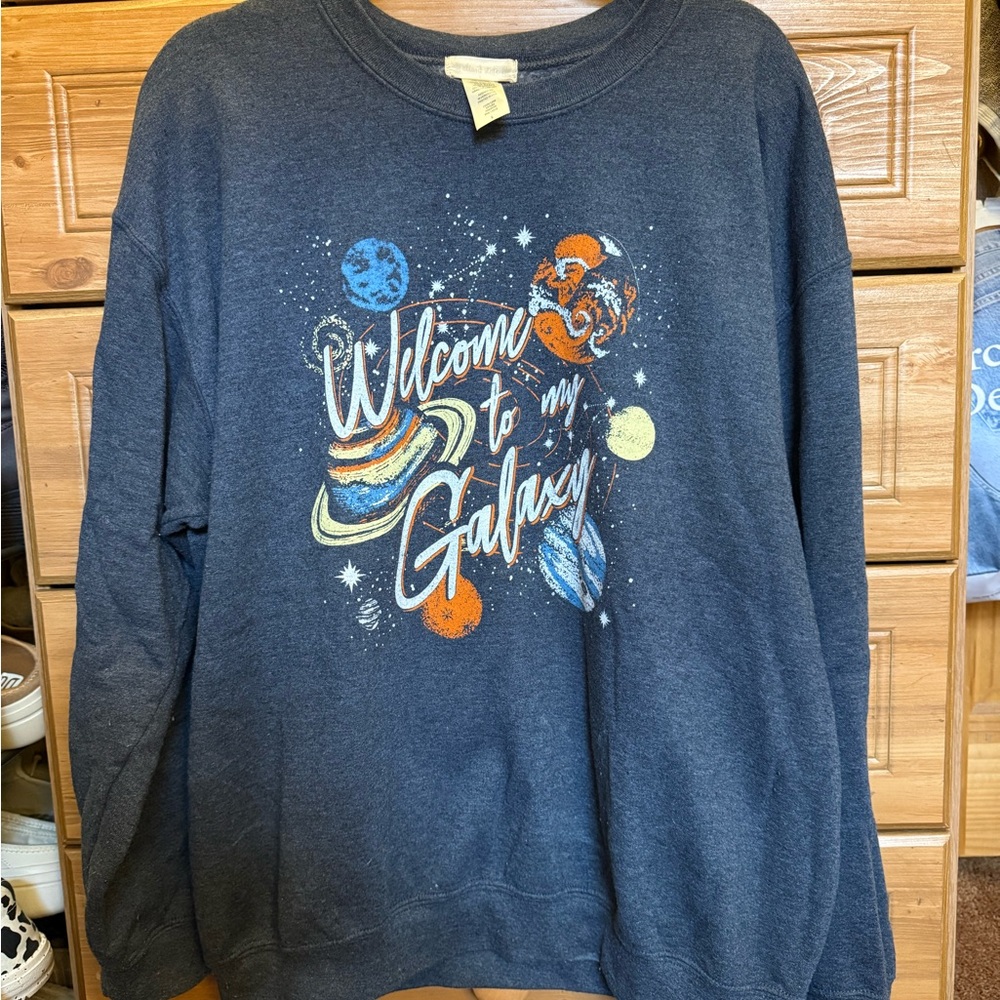 Altar'd State Navy 'Welcome to my Galaxy' Sweatshirt